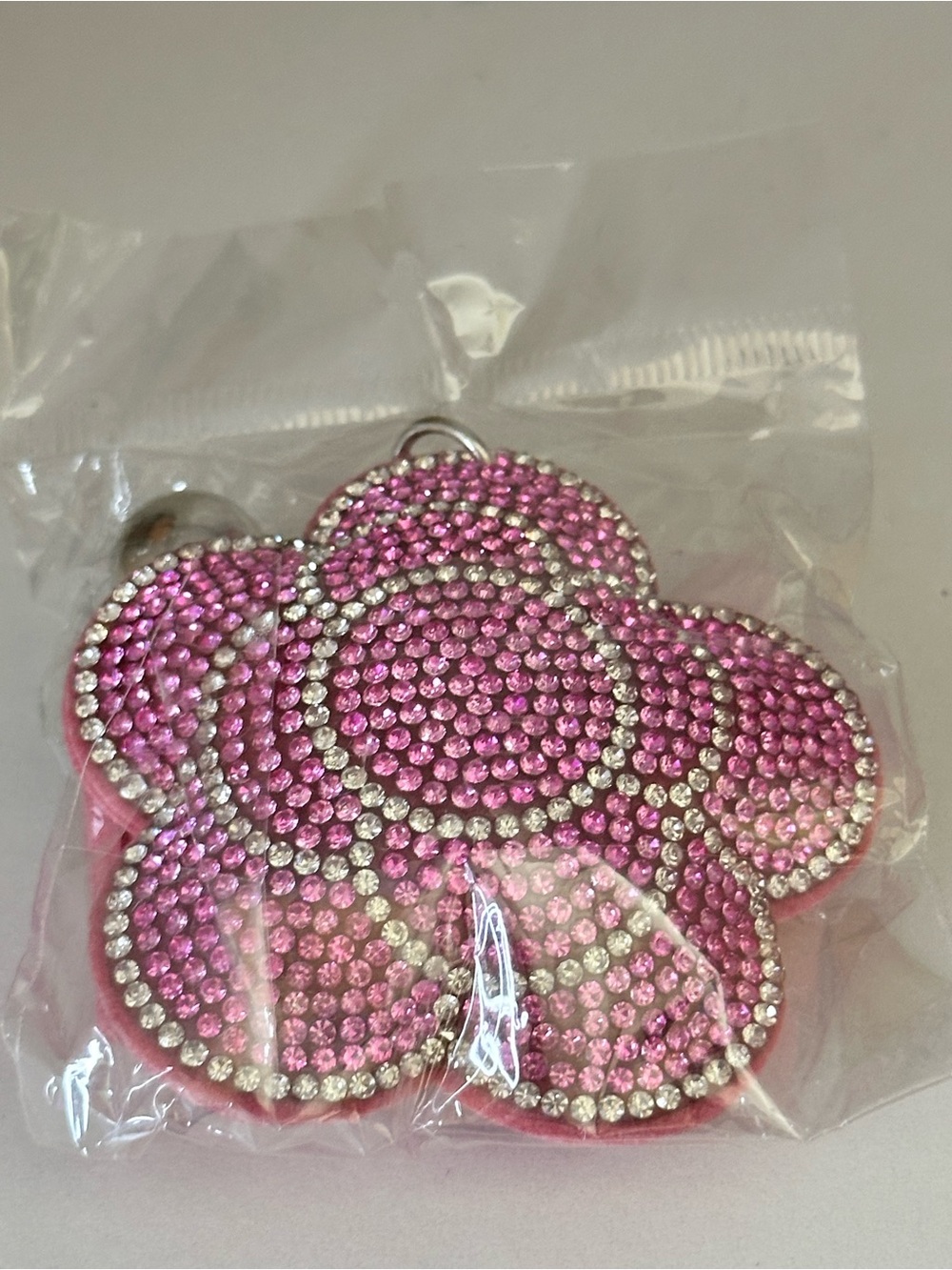 Pink Crystal Flower Keychain